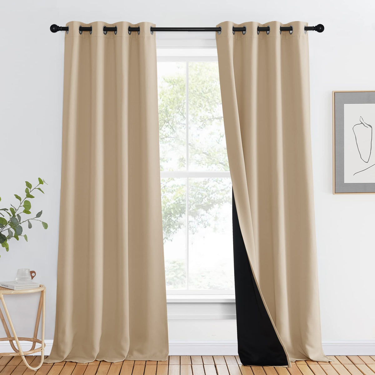 NICETOWN 100% Blackout Curtain 54 inches Long, Double-Deck Completely Blackout Window Treatment Thermal Insulated Lined Drape for Small Window (White, 1 PC, 52 inches Width Each Panel)