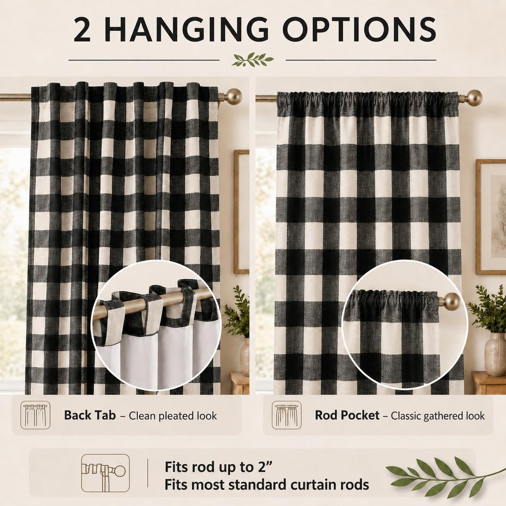 Blackout Curtains for Bedroom, Buffalo Plaid Curtains for Living Room