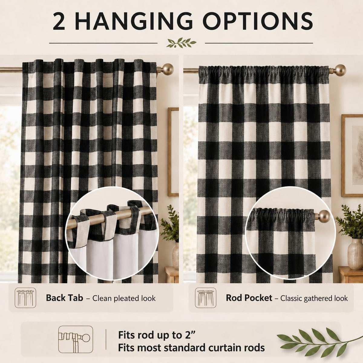 Blackout Curtains for Bedroom, Buffalo Plaid Curtains for Living Room