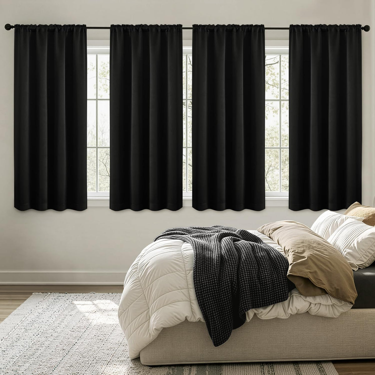 MIULEE Sage Green Blackout Curtains 63 Inch Length for Bedroom 4 Panels