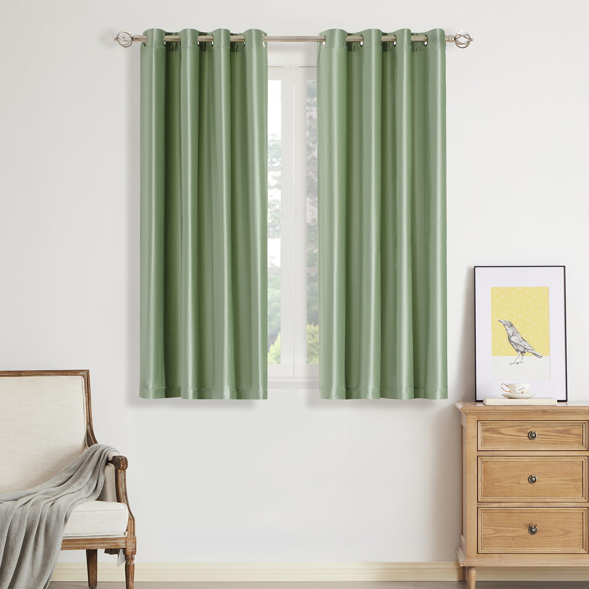 BULBUL Velvet Gold Grommet Blackout Curtains 84 inch Length for Living Room