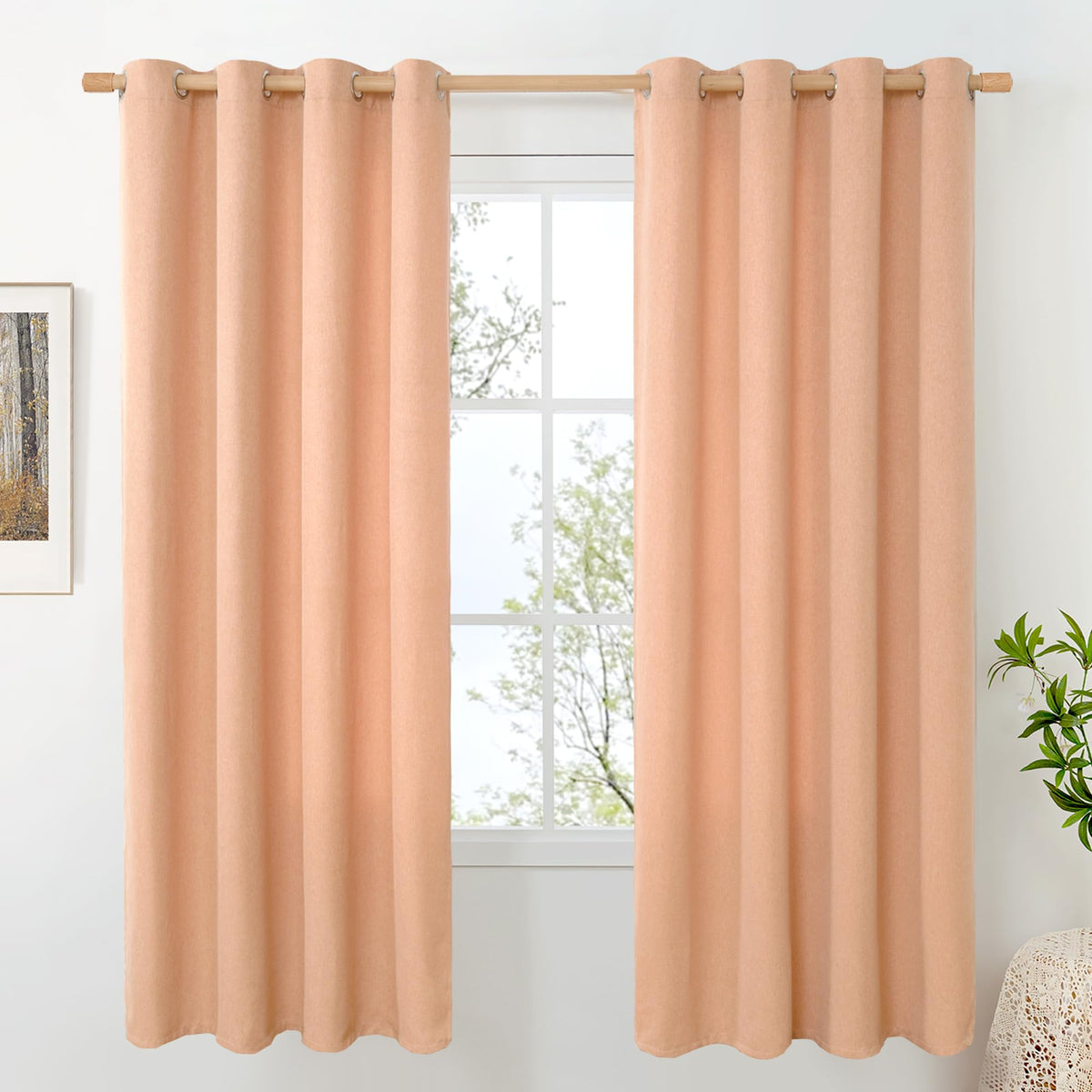 BGment Oatmeal Linen Curtains for Living Room 95 Inch Length 2 Panels Set, Privacy Drapes Light Filtering with Grommet for Farmhouse Bedroom No See Through, Each 52 Inch Wide