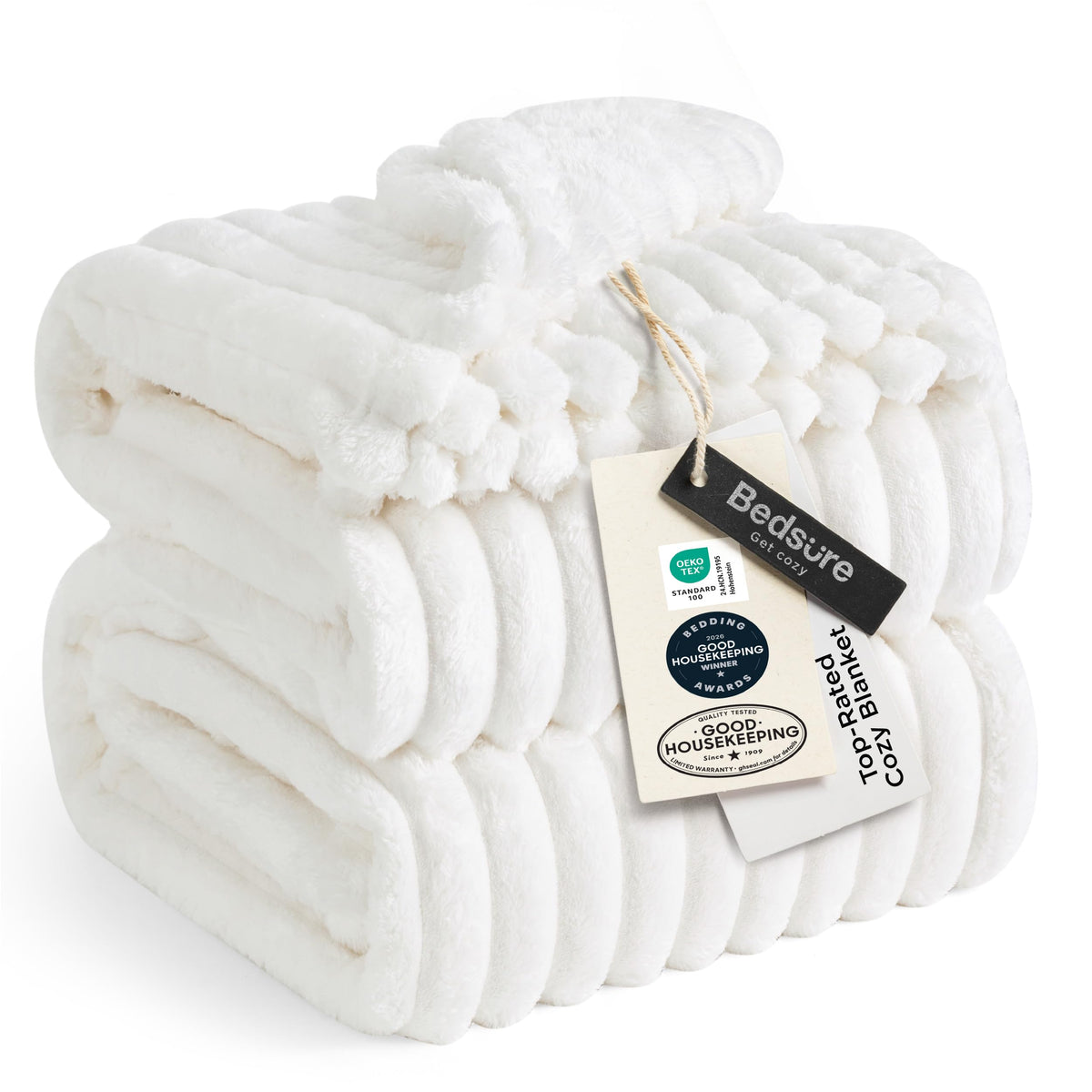 Bedsure GentleSoft White Throw Blanket for Couch - Halloween Fall Decorations for Home Living Room Decor, Cozy Fleece Fall Blanket for Sofa, Birthday Gifts for Women Mom Her, Off White, 50x60 Inches