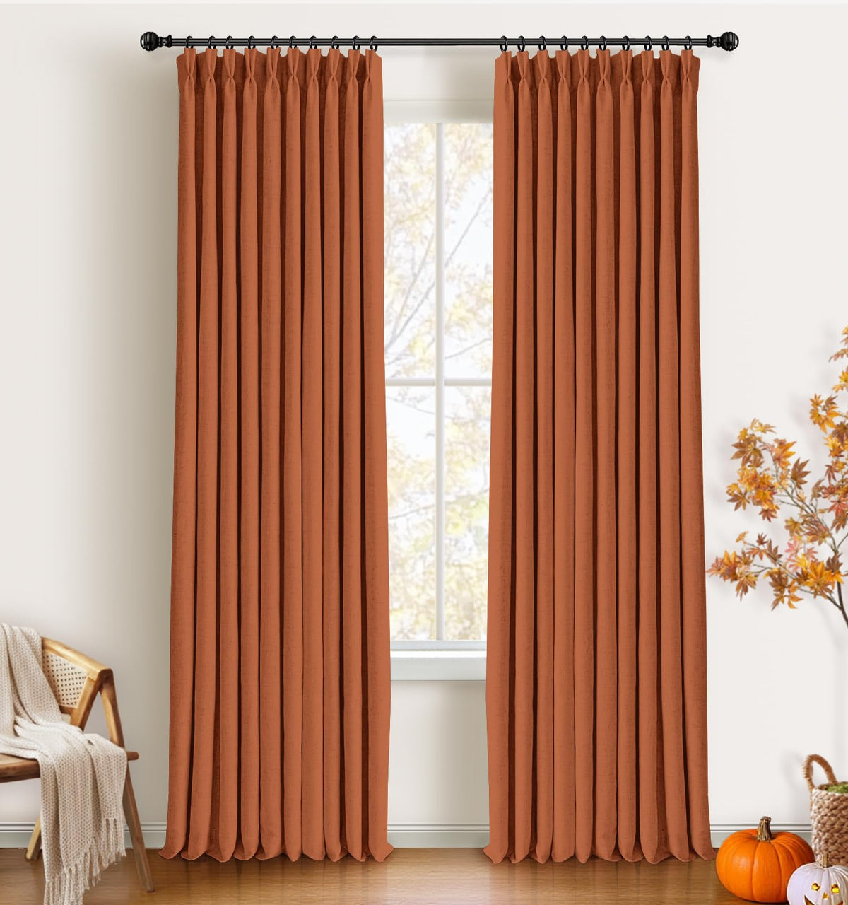 CAPALOCA Extra 60 Inch Wide Linen 100% Blackout Curtains 96 Inch Long