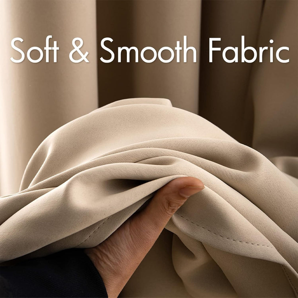 MIULEE Beige Blackout Bedroom Curtains Drapes 84 Inch Long 52"x84"
