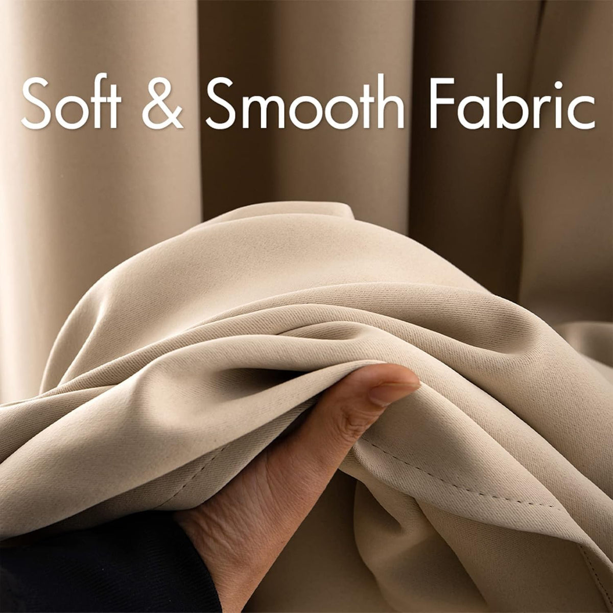 MIULEE Beige Blackout Bedroom Curtains Drapes 84 Inch Long 52"x84"