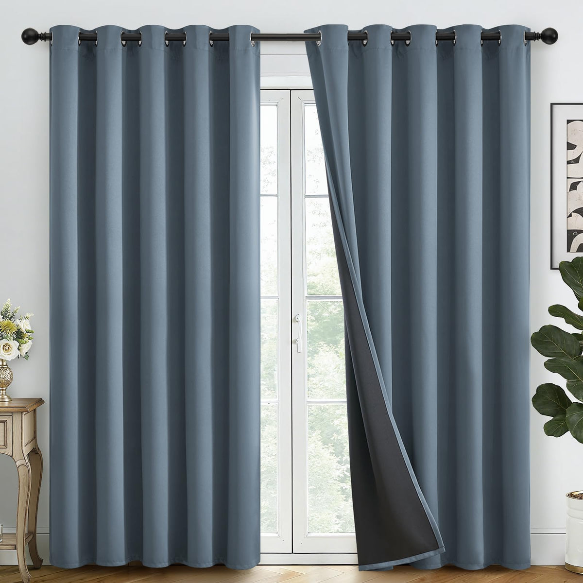 SimpleHome Cream 100% Blackout Curtains Room Darkening Living Room 84 Inch