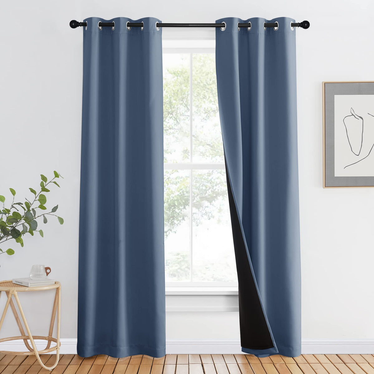 NICETOWN 100% Blackout Curtain 54 inches Long, Double-Deck Completely Blackout Window Treatment Thermal Insulated Lined Drape for Small Window (White, 1 PC, 52 inches Width Each Panel)