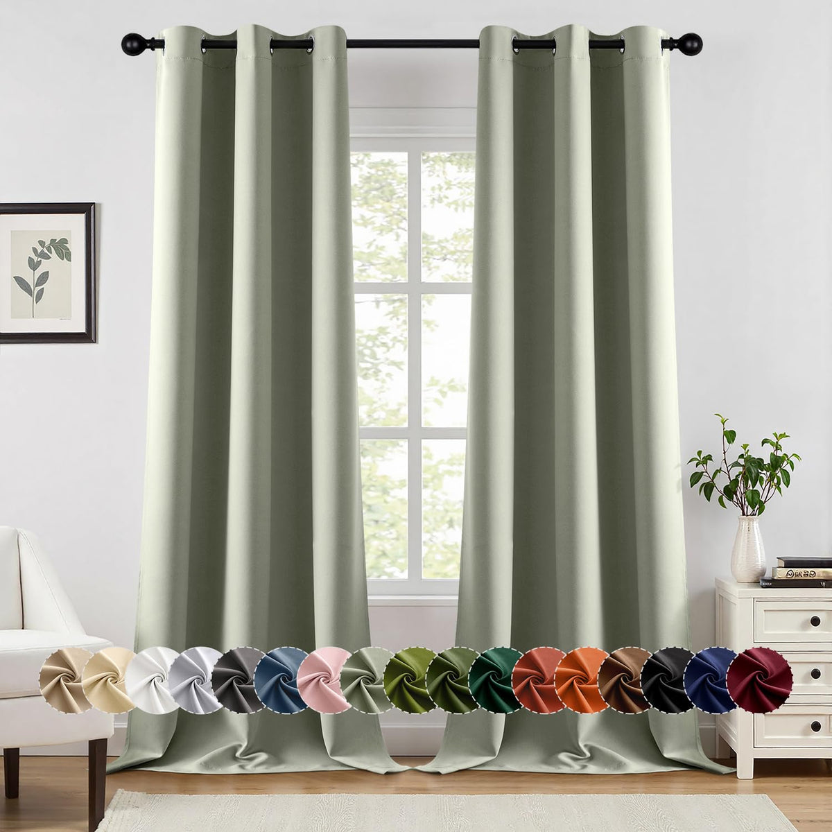 MIULEE Blackout Curtains for Bedroom 2 Panels 40 x 84 Inch Long Black