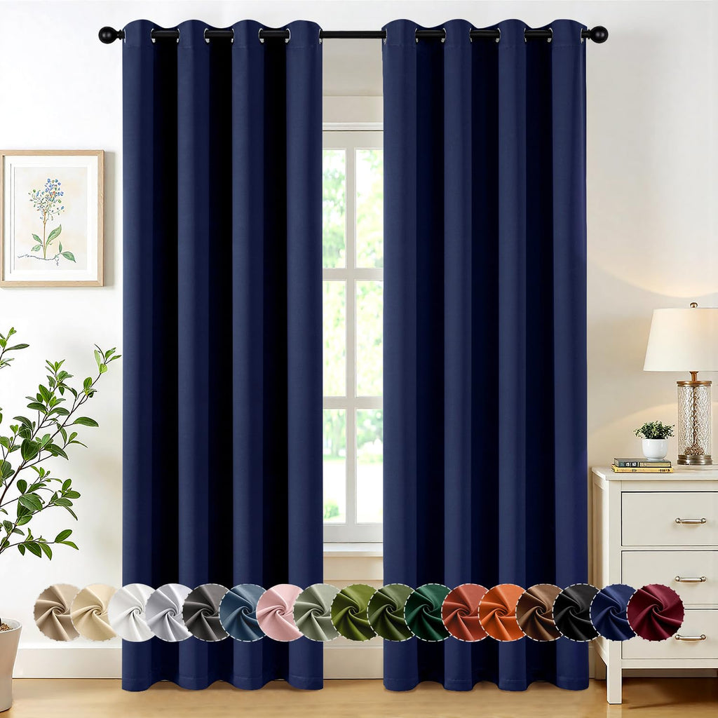 MIULEE Blackout Curtains for Bedroom 2 Panels 40 x 84 Inch Long Black