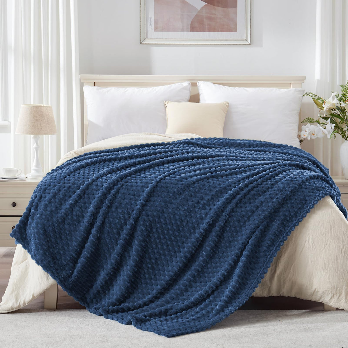 EXQ Home Turtle Shell Throw Blanket Beige for Couch Gentle Soft Fleece