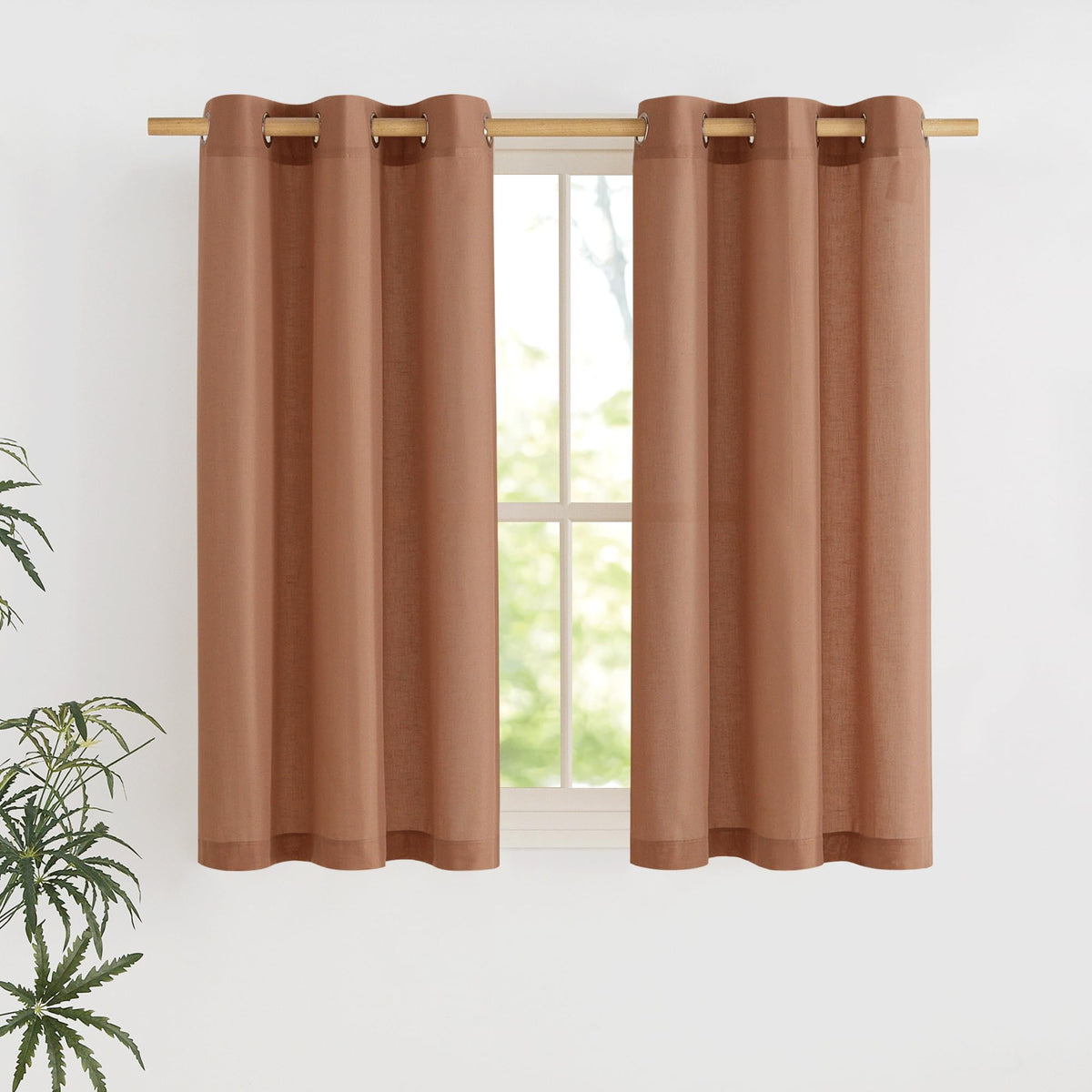 NICETOWN Natural Linen Curtains 84 inch Long 2 Panels Set, Grommet Top Thick Linen Burlap Semi Sheer Vertical Drapes Privacy Assured with Light Filtering for Bedroom/Living Room, W55 x L84