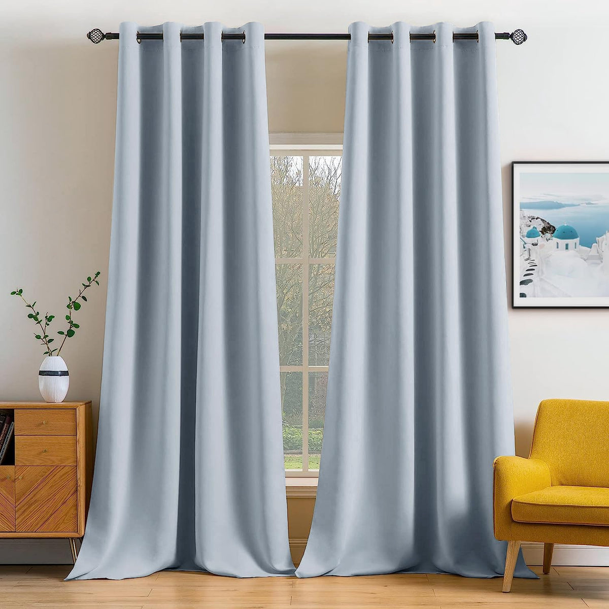 MIULEE Beige Blackout Bedroom Curtains Drapes 84 Inch Long 52"x84"