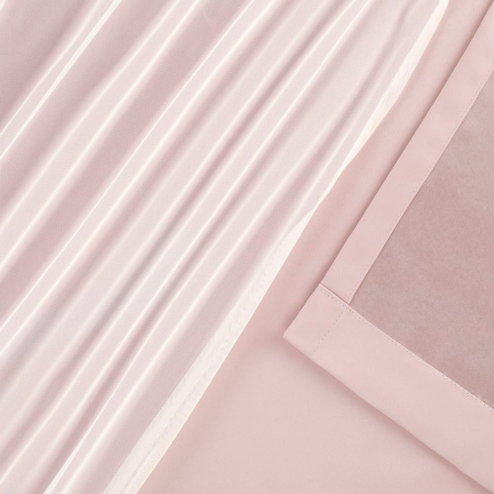 TOWN & COUNTRY LUXE Talia Double Layer Indoor Curtains, Sheer and Room Darkening Blackout, Grommet Top, Energy Efficient, 2-Pack Set, 52"x84", Rose Blush