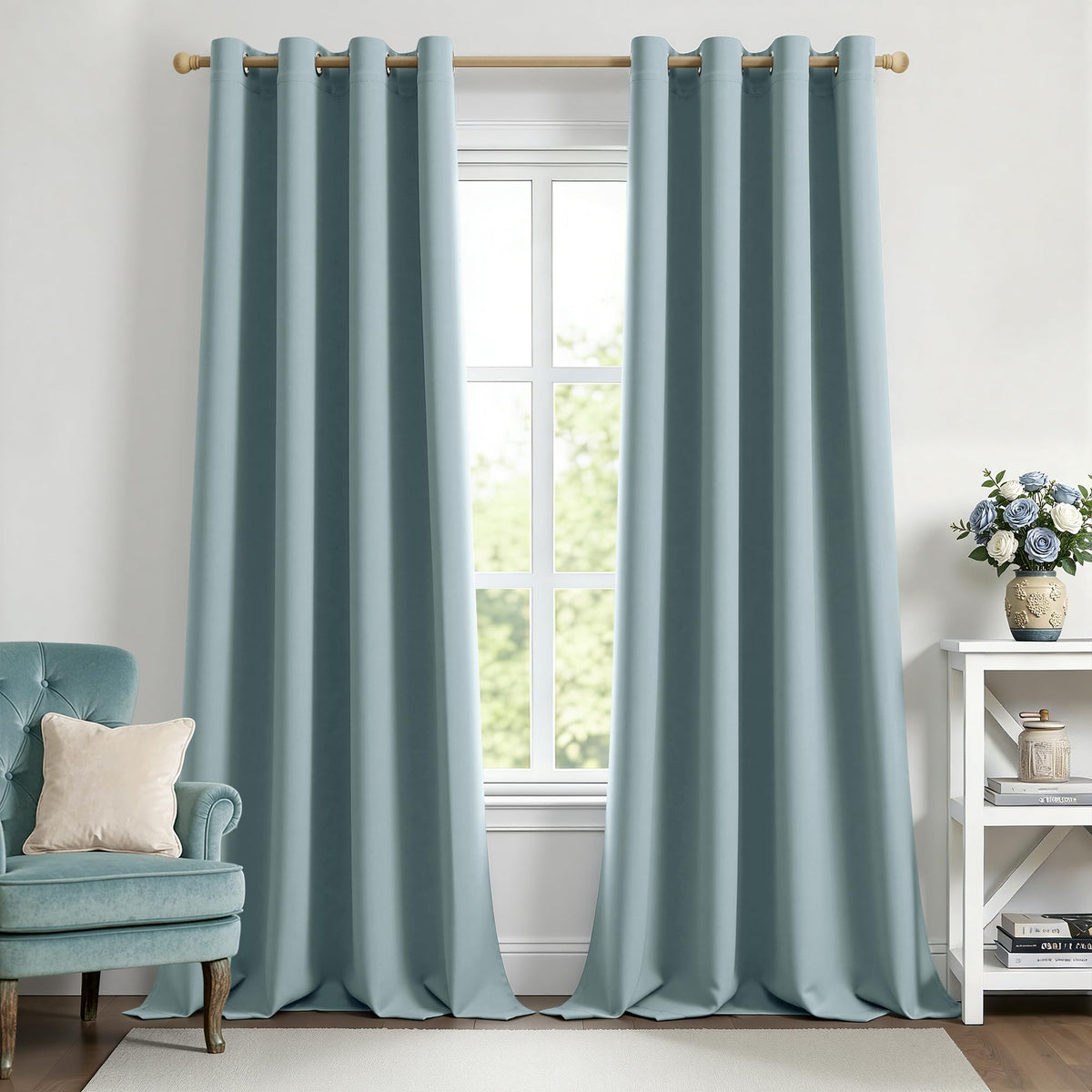 MIULEE Beige Blackout Bedroom Curtains Drapes 84 Inch Long 52"x84"