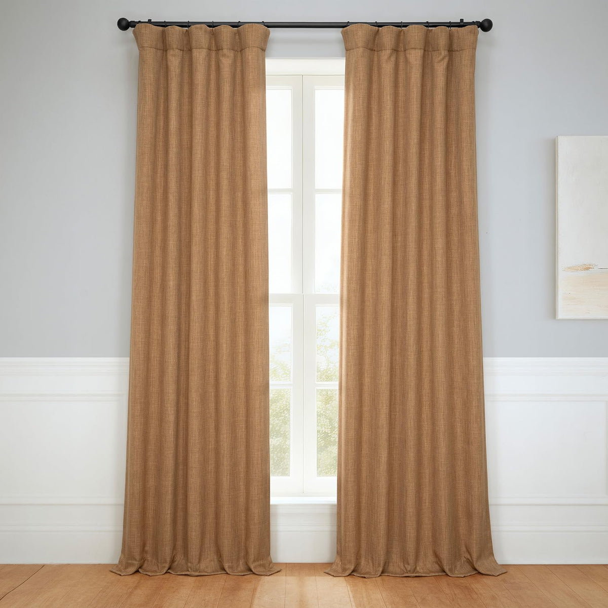 Faux Linen Curtains for Living Room (1 Panel) - 50W X 96L, Birch Taupe