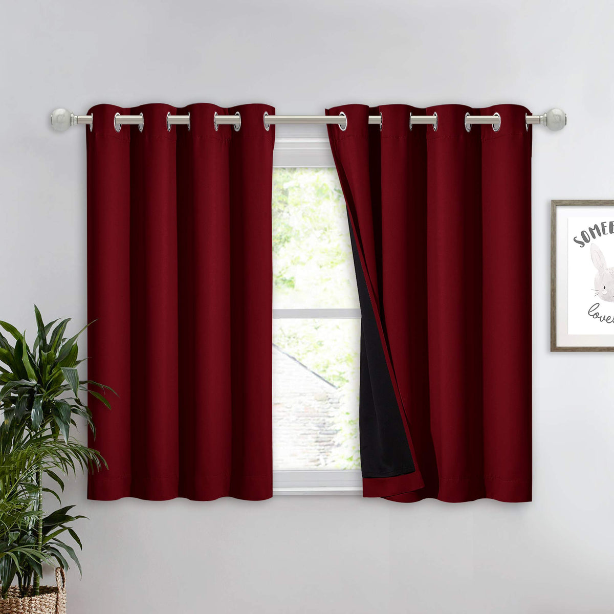 NICETOWN 100% Blackout Curtain 54 inches Long, Double-Deck Completely Blackout Window Treatment Thermal Insulated Lined Drape for Small Window (White, 1 PC, 52 inches Width Each Panel)