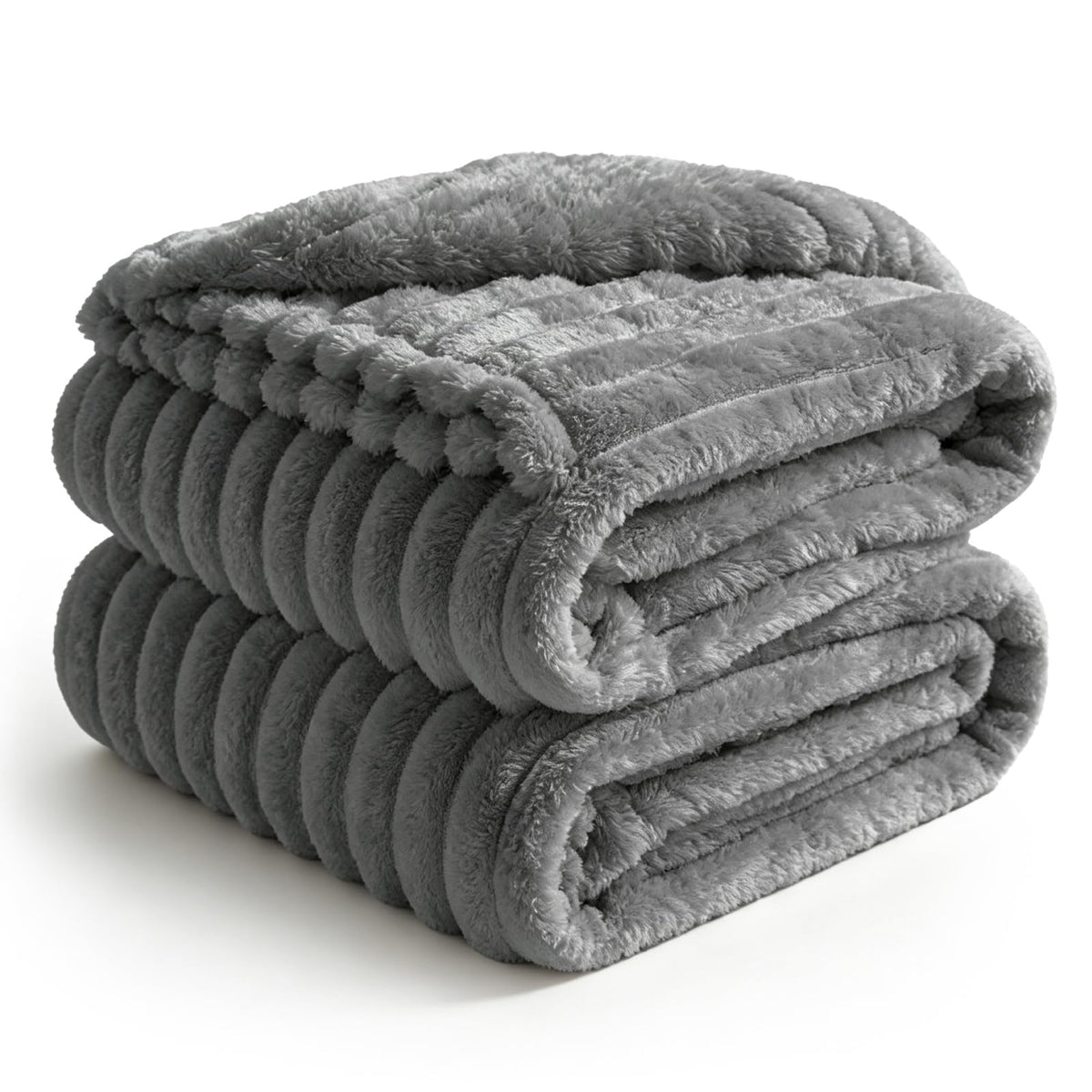 BEDELITE Ribbed Fleece Throw Blanket for Couch, Cream, 50"x60"