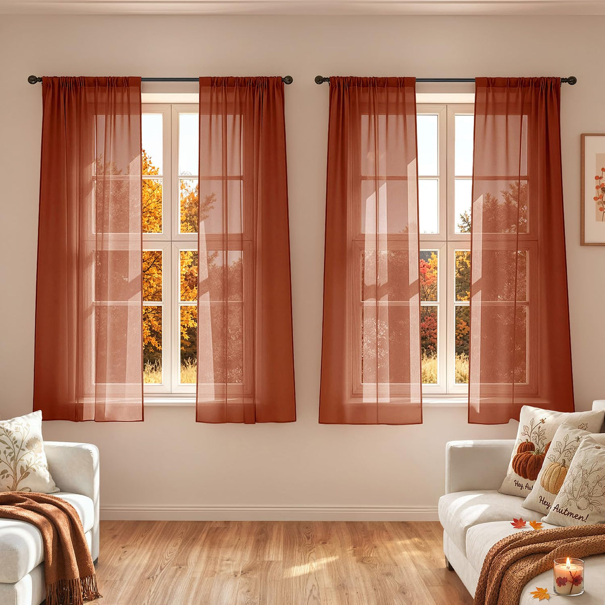 MIULEE Beige Sheer Curtains 84 Inches Long 4 Panels 42 x 84 Inches