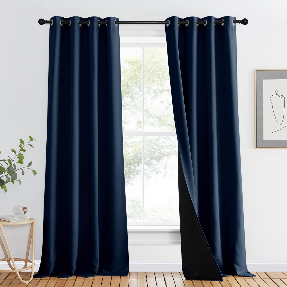 NICETOWN 100% Blackout Curtain 54 inches Long, Double-Deck Completely Blackout Window Treatment Thermal Insulated Lined Drape for Small Window (White, 1 PC, 52 inches Width Each Panel)