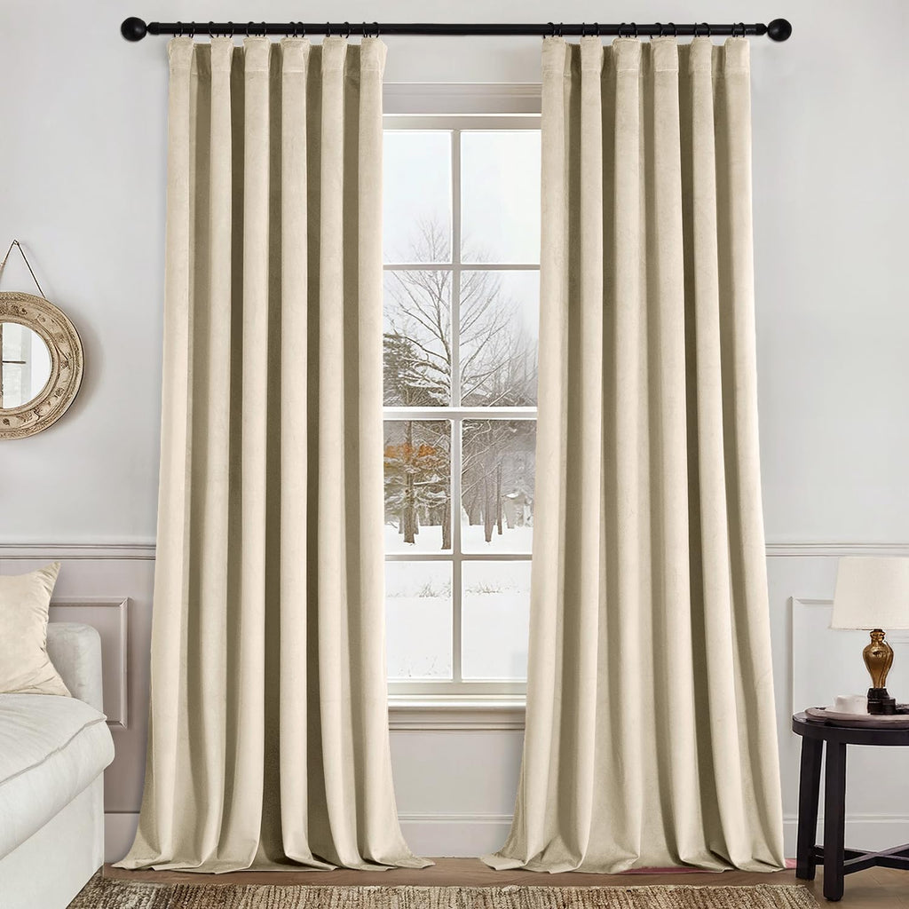 MIULEE Velvet Curtains 52x84 inches 2 Panels Olive Green Blackout Curtains