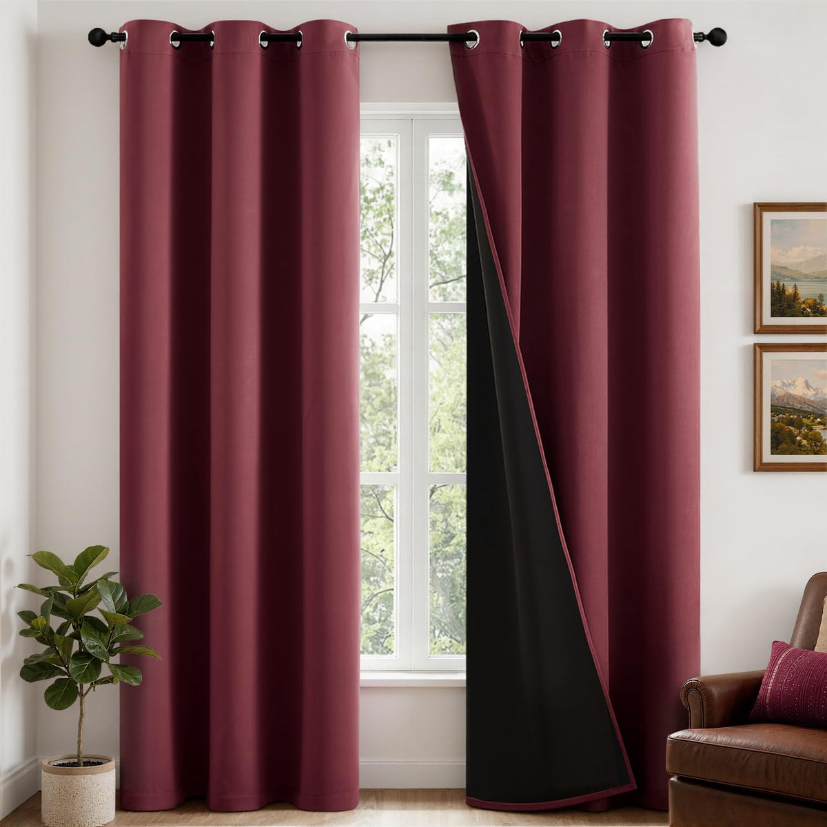 MIULEE Cream 100% Blackout Curtains for Bedroom 40x63 Inch Long