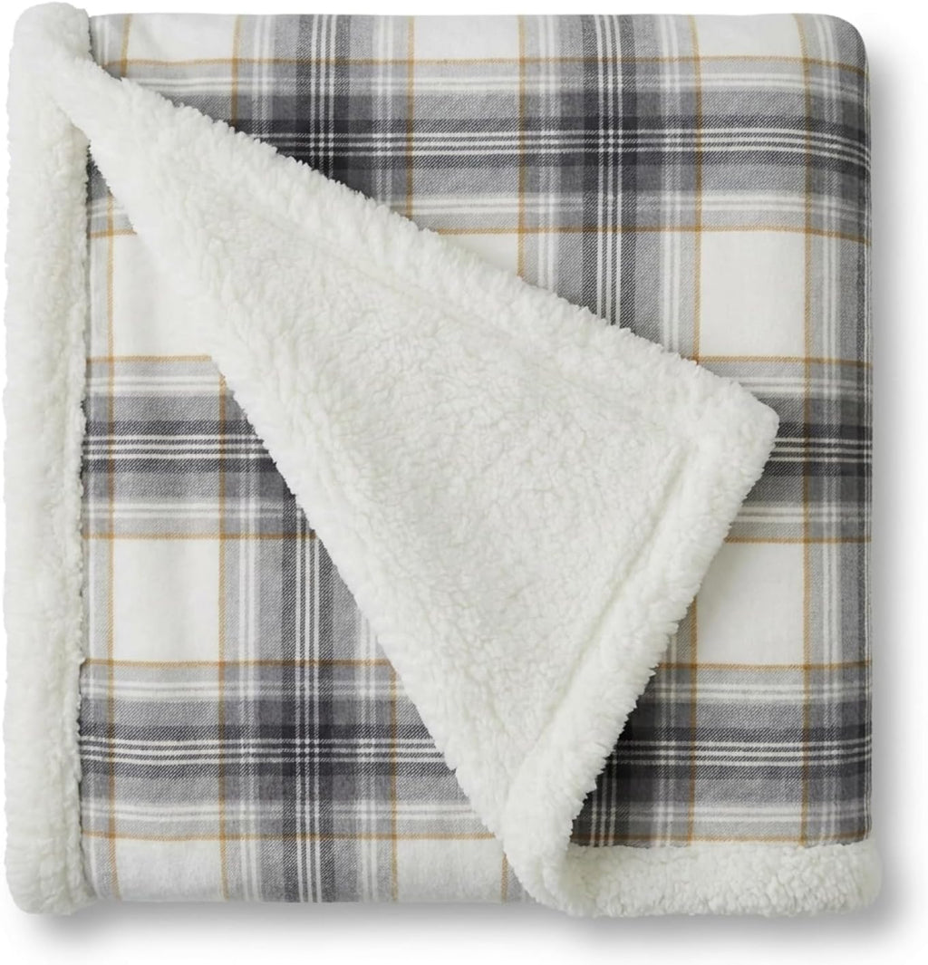 Eddie Bauer - Sherpa Reverse Throw Blanket for Bed or Couch, 50 x 60