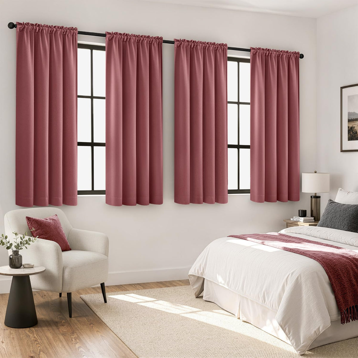 MIULEE Sage Green Blackout Curtains 63 Inch Length for Bedroom 4 Panels