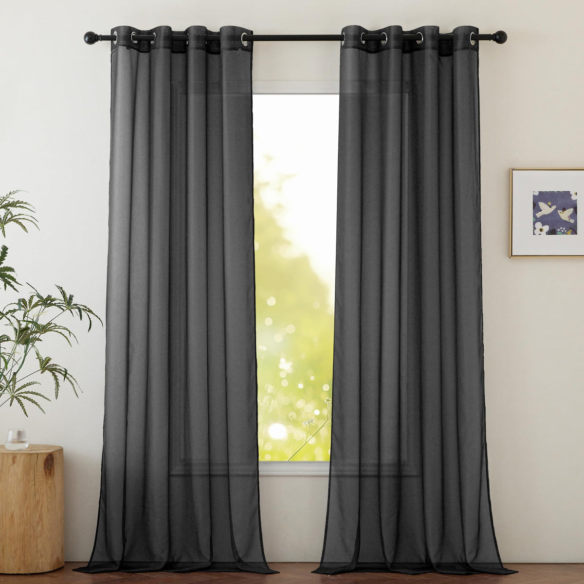 NICETOWN White Sheer Curtains & Drapes 96 inches Long for Living Room - Grommet Top Solid Lightweight & Airy Gauzy Window Treatments with Light Filtering for Bedroom, 2 Panels, W54 x L96