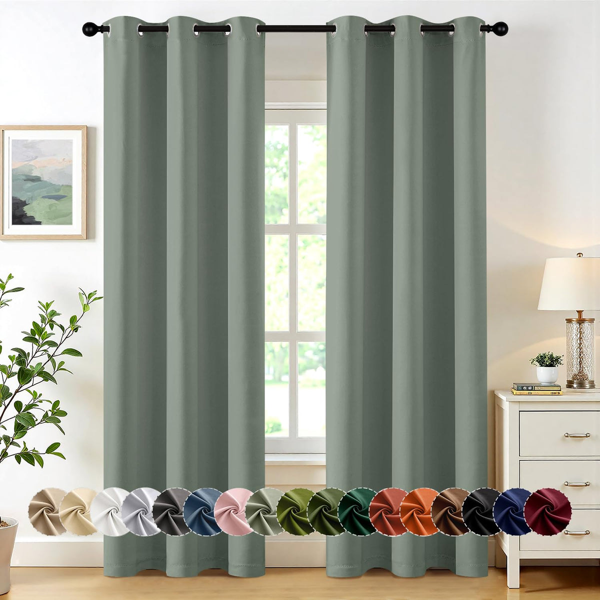 MIULEE Blackout Curtains for Bedroom 2 Panels 40 x 84 Inch Long Black