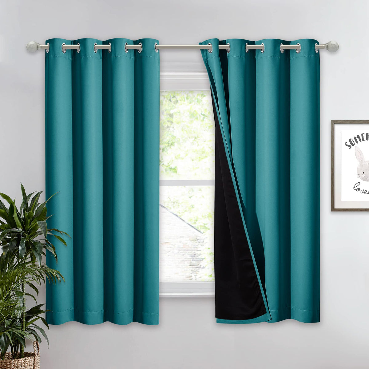 NICETOWN 100% Blackout Curtain 54 inches Long, Double-Deck Completely Blackout Window Treatment Thermal Insulated Lined Drape for Small Window (White, 1 PC, 52 inches Width Each Panel)