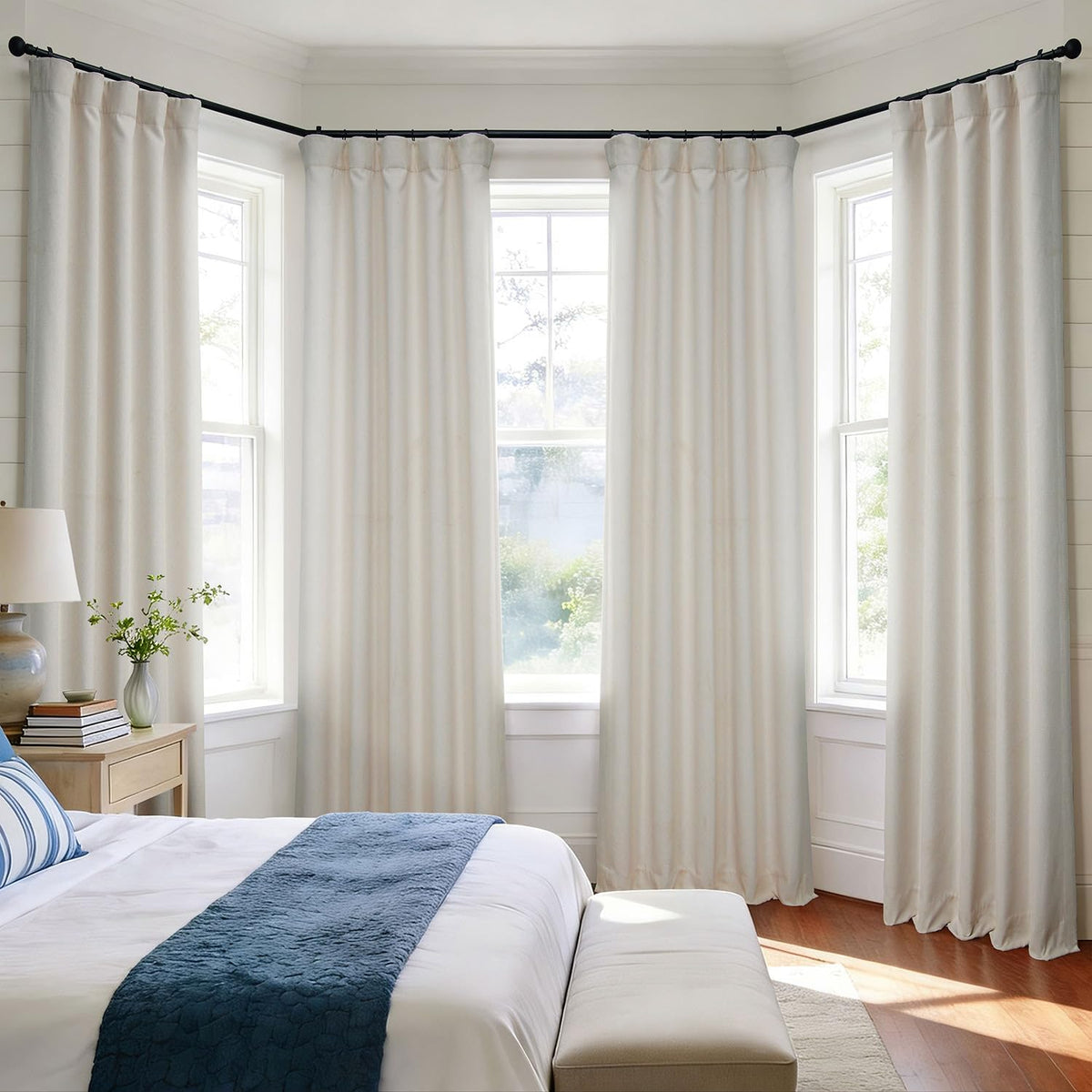 Faux Linen Curtains for Living Room (1 Panel) - 50W X 96L, Birch Taupe