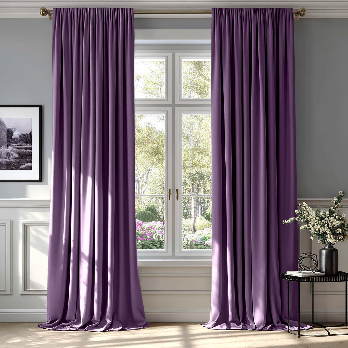MIULEE Dusty Rose Pink Velvet Room Darkening Curtains for Bedroom W52 x L84