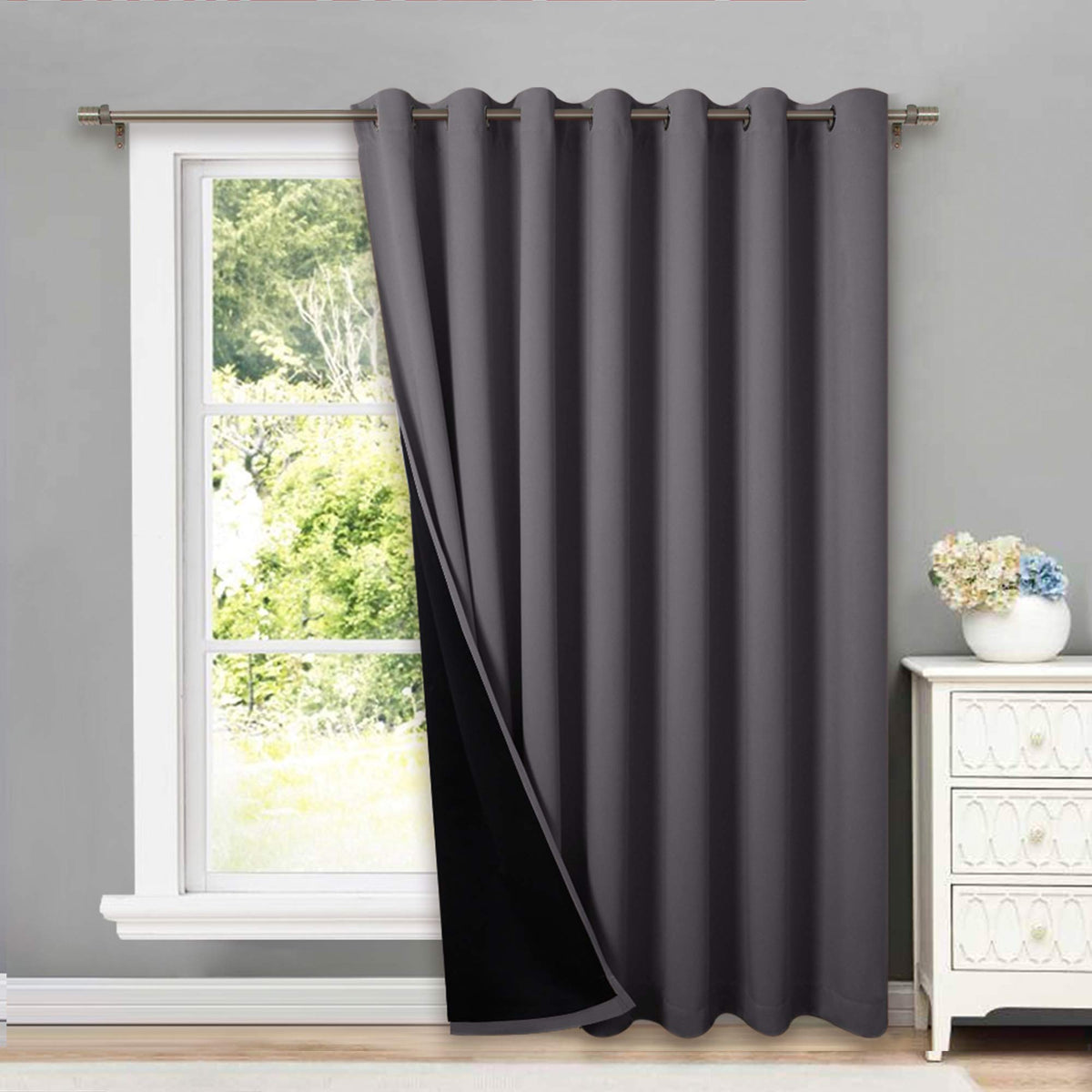 NICETOWN 100% Blackout Curtain 54 inches Long, Double-Deck Completely Blackout Window Treatment Thermal Insulated Lined Drape for Small Window (White, 1 PC, 52 inches Width Each Panel)