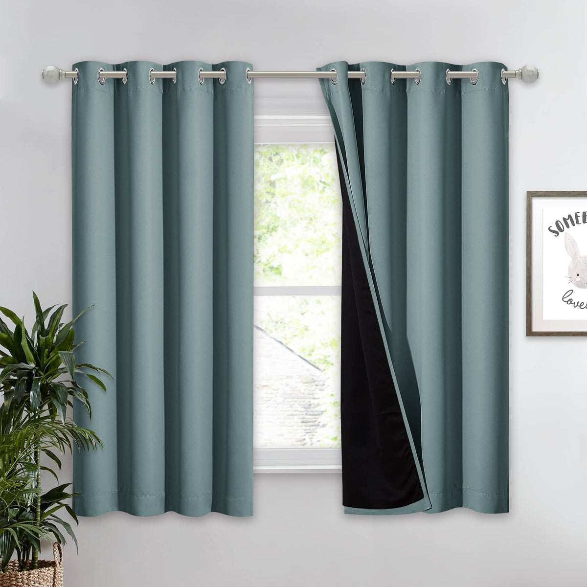 NICETOWN 100% Blackout Curtain 54 inches Long, Double-Deck Completely Blackout Window Treatment Thermal Insulated Lined Drape for Small Window (White, 1 PC, 52 inches Width Each Panel)