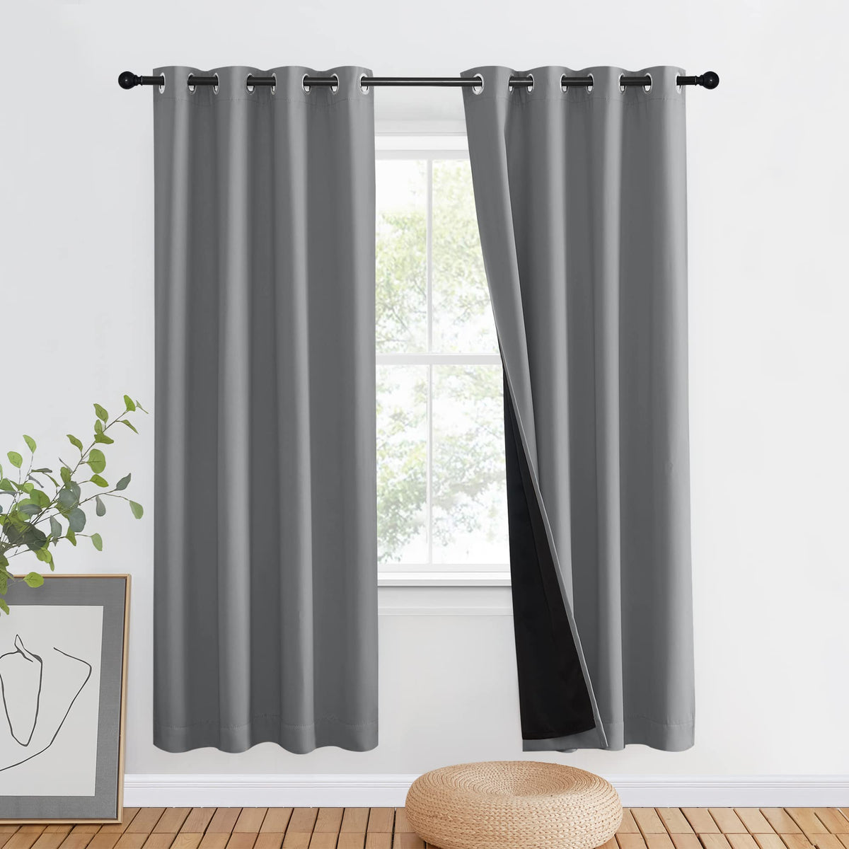 NICETOWN 100% Blackout Curtain 54 inches Long, Double-Deck Completely Blackout Window Treatment Thermal Insulated Lined Drape for Small Window (White, 1 PC, 52 inches Width Each Panel)