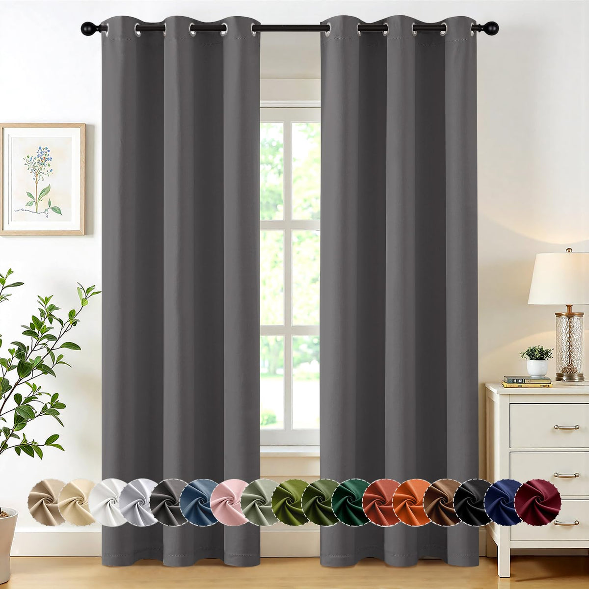 MIULEE Blackout Curtains for Bedroom 2 Panels 40 x 84 Inch Long Black