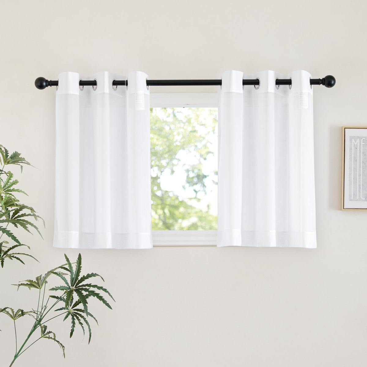 NICETOWN White Sheer Curtains & Drapes 96 inches Long for Living Room - Grommet Top Solid Lightweight & Airy Gauzy Window Treatments with Light Filtering for Bedroom, 2 Panels, W54 x L96