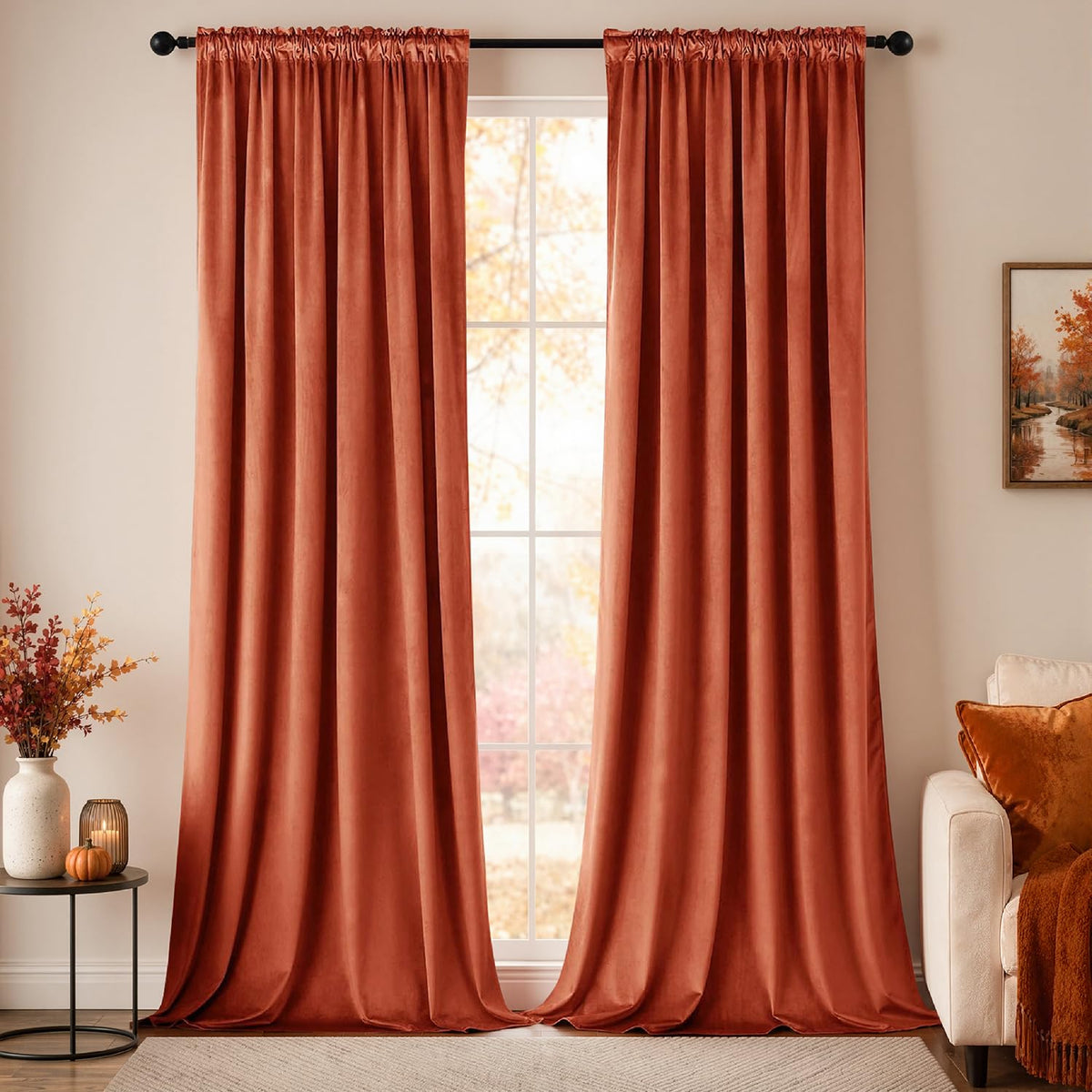 MIULEE Dusty Rose Pink Velvet Room Darkening Curtains for Bedroom W52 x L84