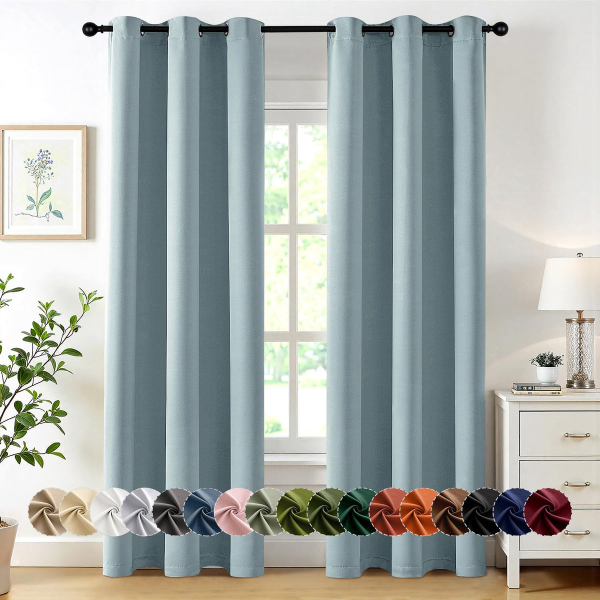 MIULEE Blackout Curtains for Bedroom 2 Panels 40 x 84 Inch Long Black