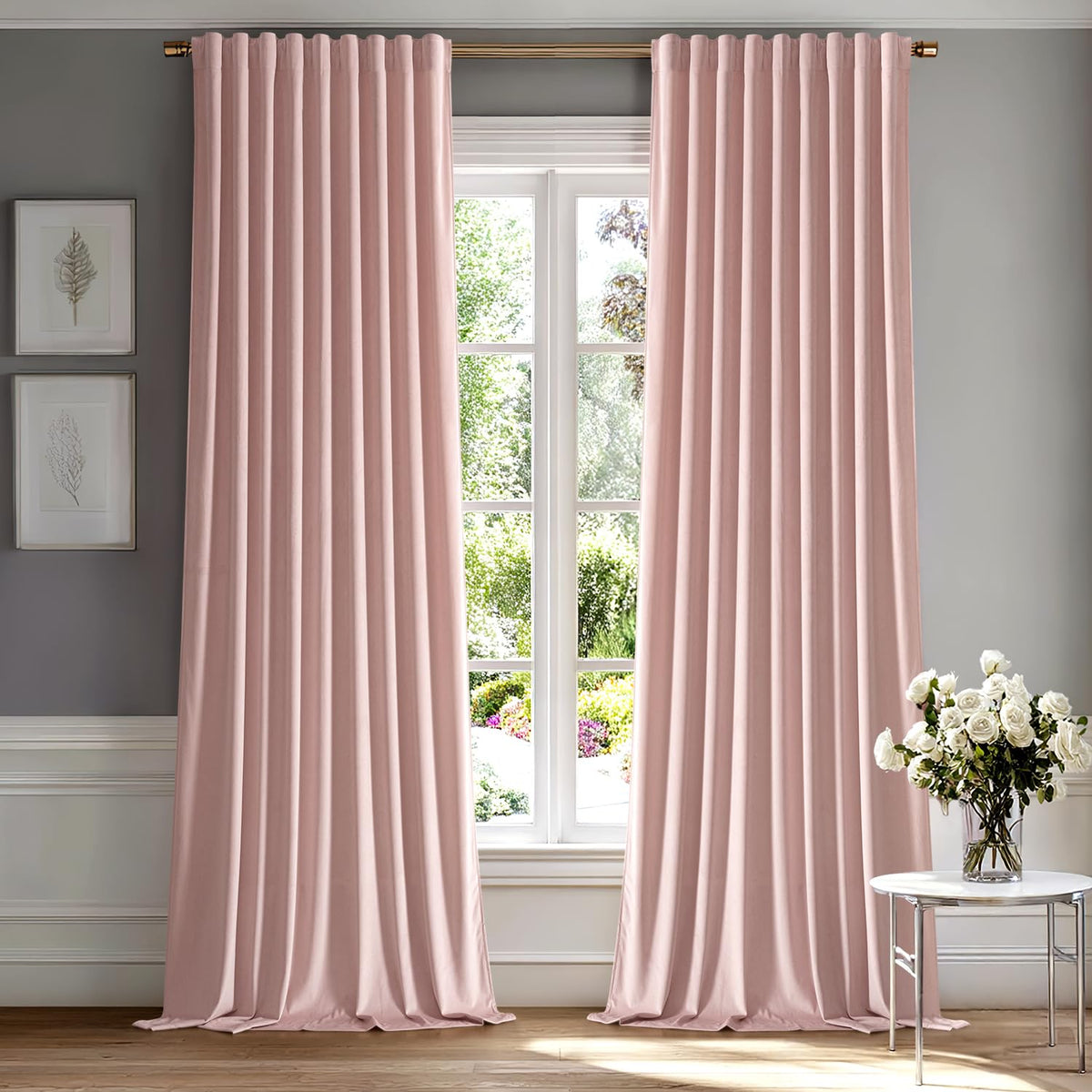 MIULEE Velvet Curtains 52x84 inches 2 Panels Olive Green Blackout Curtains