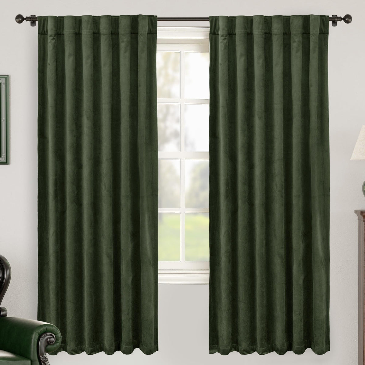 BGment Christmas Red Velvet Curtains 96 Inches for Living Room, Thermal Room Darkening Curtains Sound Reduce Drapes with Back Tab and Rod Pocket for French Door, 2 Panels, 52 x 96 Inch