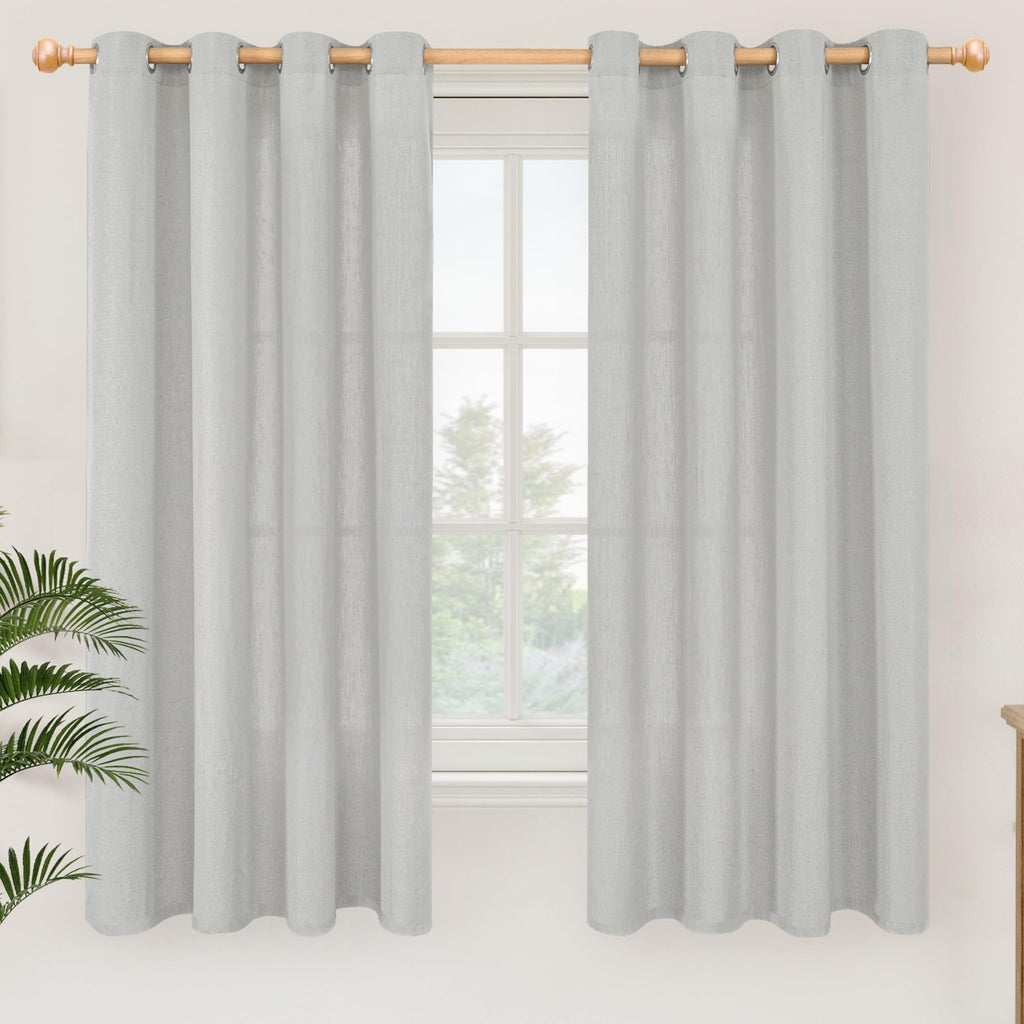 YoungsTex Linen Semi Sheer Curtains 63 Inch Length, Light Filtering Drapes
