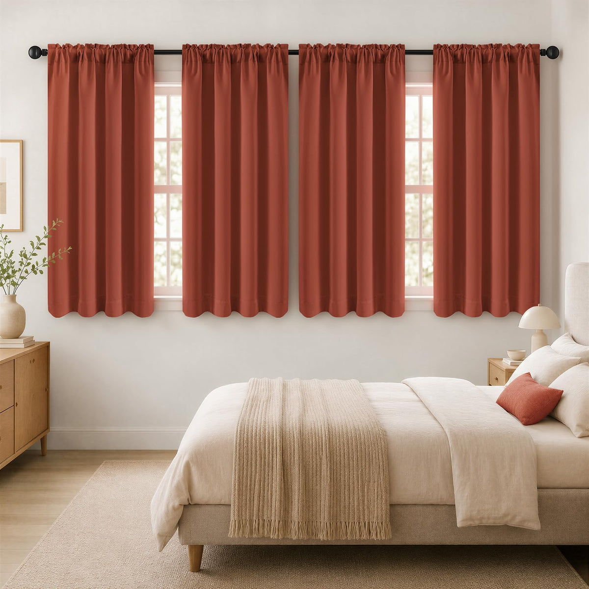 MIULEE Sage Green Blackout Curtains 63 Inch Length for Bedroom 4 Panels
