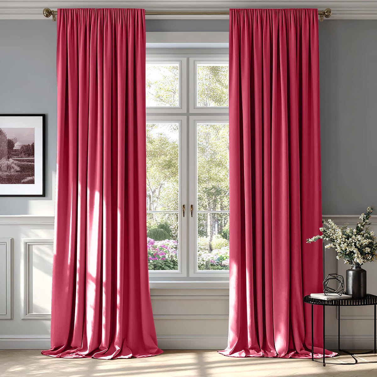 MIULEE Dusty Rose Pink Velvet Room Darkening Curtains for Bedroom W52 x L84