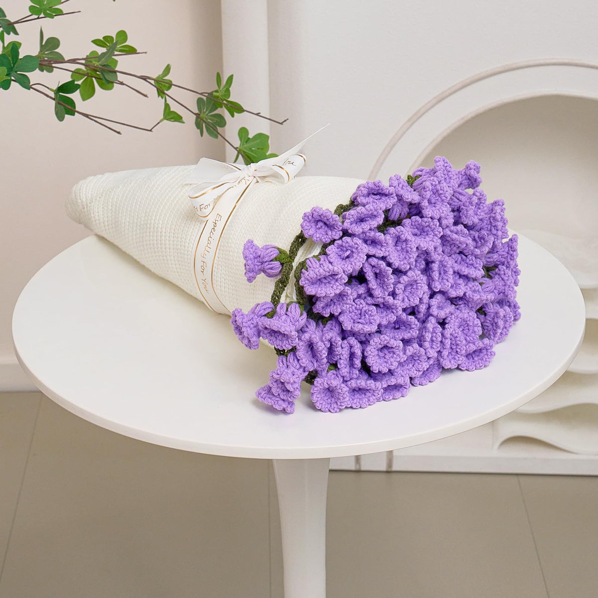 Crochet Flower Bouquet Throw Blanket, Handmade Knitted Blanket with Rose Flowers, Cute Romantic Gift for Her Girlfriend Mom Mother’s Day Valentine Wedding Anniversary Birthday, Pink and White
