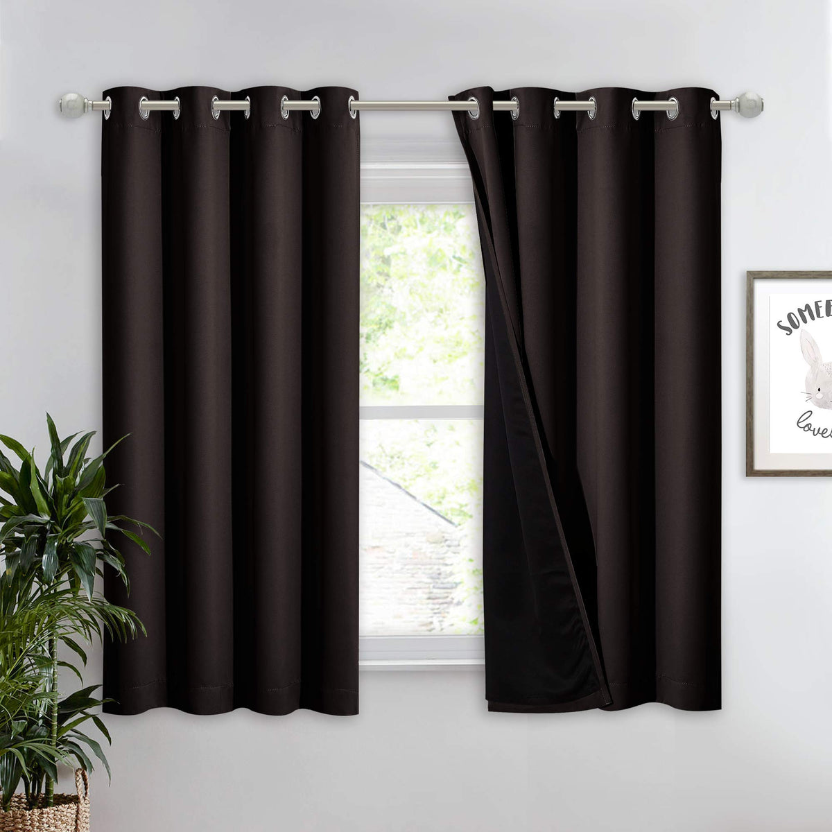 NICETOWN 100% Blackout Curtain 54 inches Long, Double-Deck Completely Blackout Window Treatment Thermal Insulated Lined Drape for Small Window (White, 1 PC, 52 inches Width Each Panel)