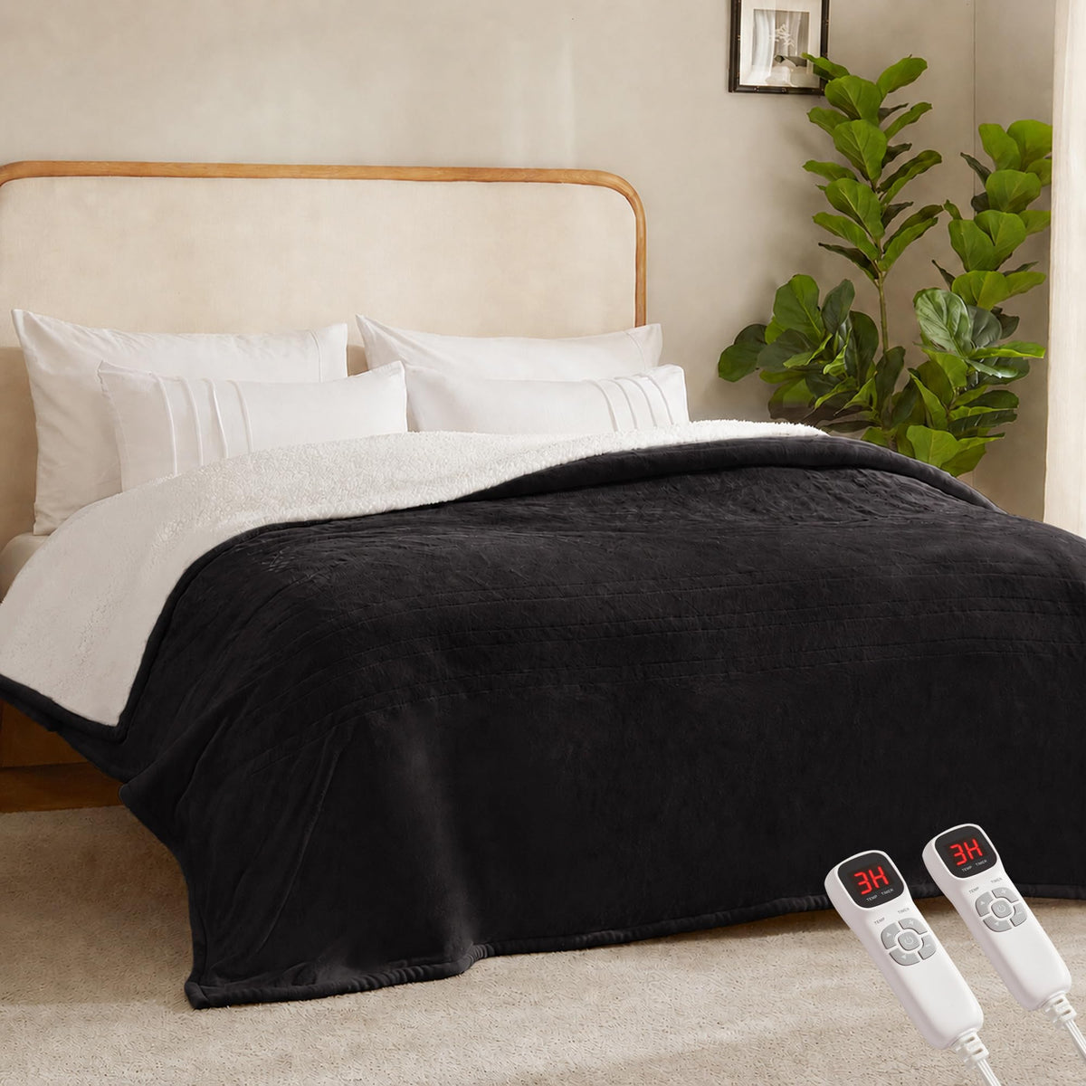 Electric Heated Blanket,50"x60" Heating Throw Flannel London Grey