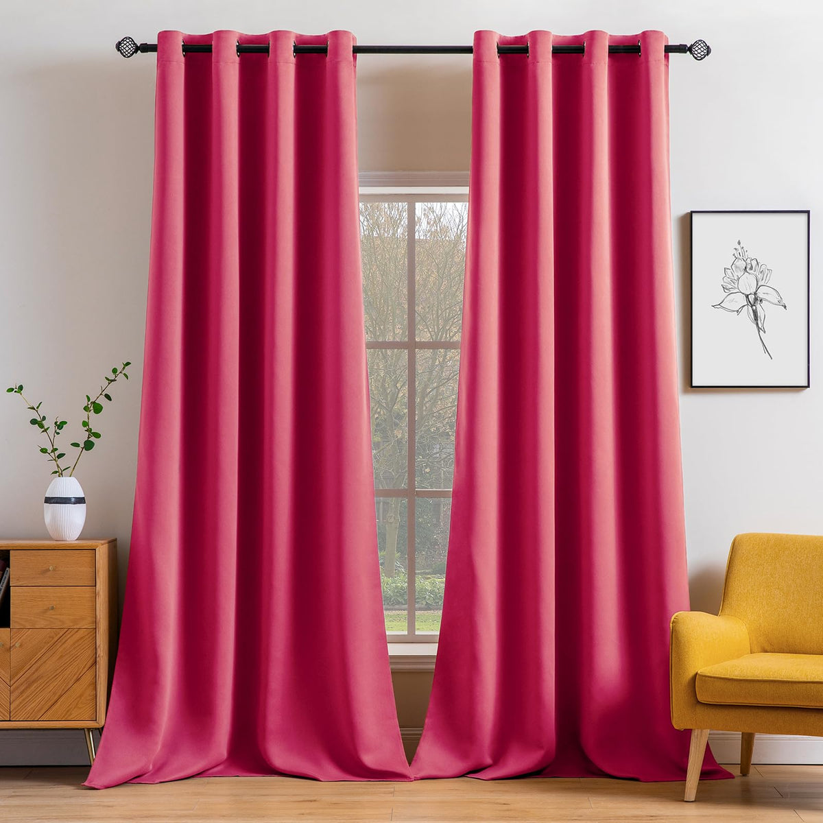 MIULEE Beige Blackout Bedroom Curtains Drapes 84 Inch Long 52"x84"
