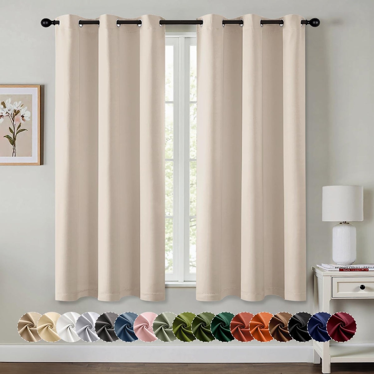 MIULEE Blackout Curtains for Bedroom 2 Panels 40 x 84 Inch Long Black